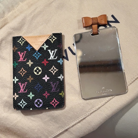 PRISTINE LV x TM  MURAKAMI card holder/mirror/bow in Noir - Picture 9 of 14